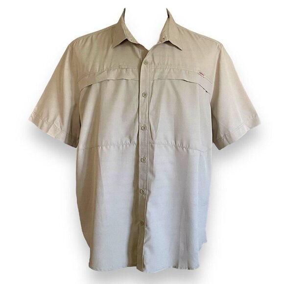 Gramicci Mens Hiking Shirt XXL Tan Vented Fishing Short Sleeve Lightweight Top - Picture 1 of 7